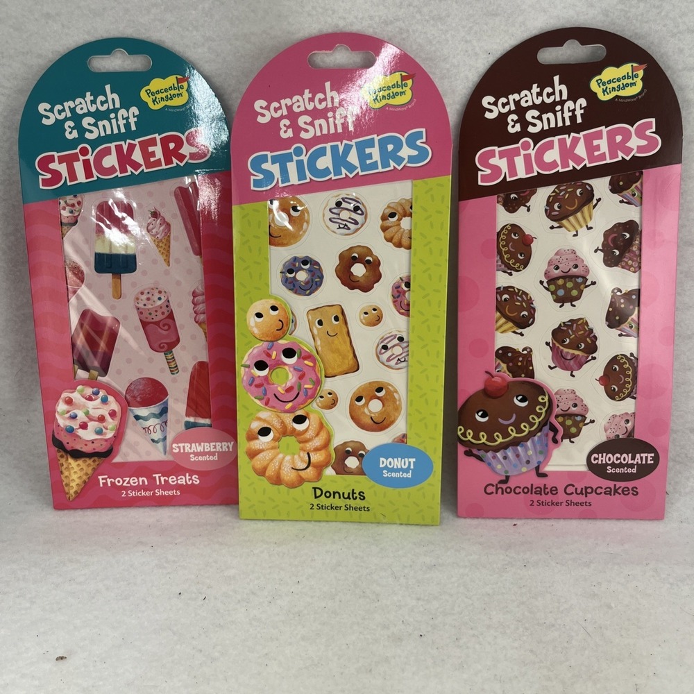 Peaceable Kingdom 2019 Scratch And Sniff Stickers Lot Of 3 New In Package
